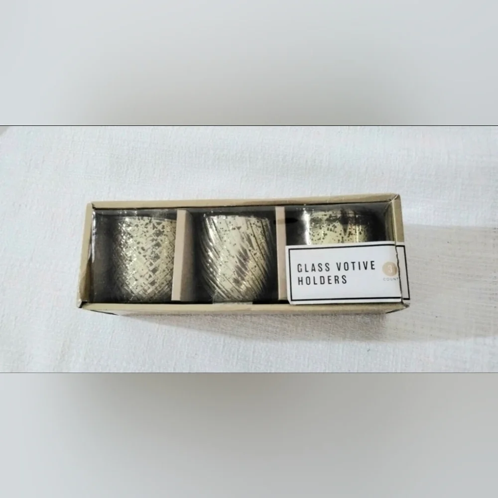 Three Pack Gold Finish Votive Candle Holders